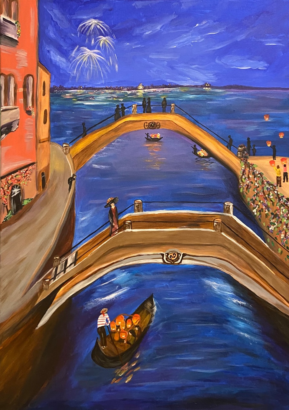 Ponts et gondoles de Venise sous les feux d’artifice